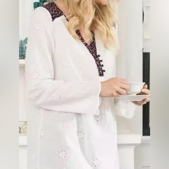 MATILDA JANE Make Believe Snow Globe White Eyelet Dotted Swiss Tunic, Medium,GUC - Picture 14 of 15